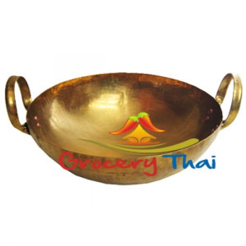 Thai Solid Brass Wok size 10; Thai ingredients, groceries and food store